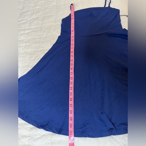 NWT Revolve X Susana Monaco Dark Blue Pleated Cowl Neck Flare Tank Dress - Small - Picture 4 of 7